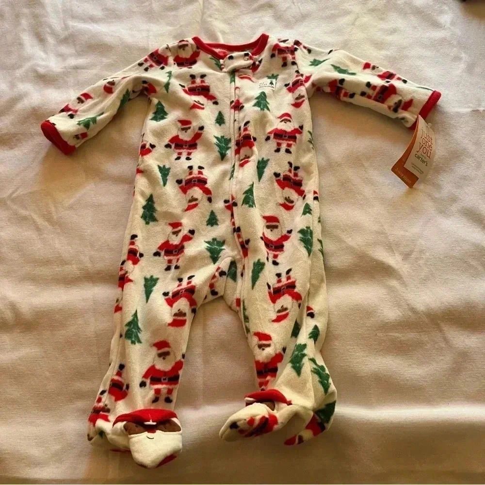 Just one you carters Christmas footie size 6M new with tags Santa clause